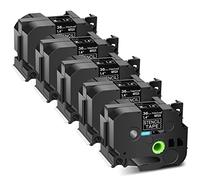 NineLeaf 5 x Compatible for Brother P-Touch STE161 STE-161 ST161 ST-161 Stencil Tape 36mm 1.5'' 1-1/2 inch Black on Clear Mobile Solutions Label Tape for Ptouch PT-9200pc 9200dx 9400 Label Maker