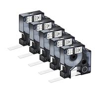 NineLeaf 5 x Compatible for Dymo D1 45020 S0720600 A45020 Tape White on Clear 1/2'' 12mm x 7m Label Tape for LabelManager 300 350 350D 400 450 450D 500TS PC PC II Wireless PnP ColorPop Label Maker