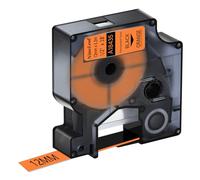 NineLeaf 50 Pack Compatible with DYMO Rhino 18435 Industrial Permanent Vinyl Labels Black on Orange 12mm x 5.5m Self-Adhesive Label Tape for DYMO Rhino 1000 3000 4200 5000 5200 6000 Label Maker