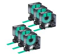 NineLeaf 6 Pack Compatible with Dymo D1 Label Tape 45019 S0720590 A45019 Black on Green 12mm x 7m for Dymo Label Maker Refills for Dymo LabelManager 160 280 210D 260P 350 Label Maker