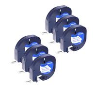 NineLeaf 6 Pack Compatible with Dymo LetraTag Label Maker Tape Refills 91201 91331 S0721660 12mm x 4m Black on White Plastic Label Tapes for Dymo Letratag Label Printers LT100H LT100T Plus 200B XR