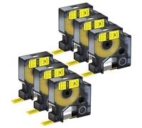 NineLeaf 6 Pack Compatible with DYMO Rhino 18432 Industrial Permanent Vinyl Labels Black on Yellow 12mm x 5.5m Self-Adhesive Label Tape for DYMO Rhino 1000 3000 4200 5000 5200 6000 Label Maker