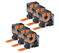 NineLeaf 6 Pack Compatible with DYMO Rhino 18436 Industrial Permanent Vinyl Labels Black on Orange 19mm x 5.5m Self-Adhesive Label Tape for DYMO Rhino 4200 5000 5200 6000 ILP219 3M-PL150 Label Maker
