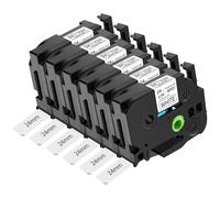 NineLeaf 6 Pack Replacement for Brother P-Touch TZe-251 TZ-251 TZe251 TZ251 AZe 24mm 0.94'' 8m Laminated Black on White Label Tape Cassette for Ptouch PT-9400 9500PC 9600 9700PC 9800PCN Label Maker