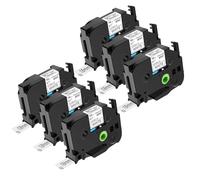 NineLeaf 6 Pack Replacement for Brother P-Touch TZe-FX241 TZ-FX241 TZeFX241 TZFX241 AZe 18mm 0.7'' 8m Flexible ID Cable Laminated Black on White Label Tape for Ptouch PT-350 520 1830VP Label Maker