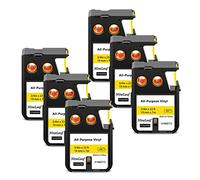 NineLeaf 6 Pack Replacement for Dymo 1868772 A1868772 19mm x 7m 0.7'' 3/4 inch Black on Yellow All-Purpose Vinyl Industrial Label Tape for Rhino XTL-300 XTL-500 Label Maker
