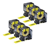 NineLeaf 6 Pack Replacement for Dymo D1 45808 S0720880 A45808 19mm x 7m 0.7'' 3/4 inch Black on Yellow Label Tape for LabelManager PnP Wireless LabelPoint 300 350 Label Writer 400 450 Duo Label Maker