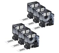 NineLeaf 6 Pack Replacement for Dymo D1 53713 S0720930 A53713 24mm x 7m 0.94'' 1 inch Black on White Label Tape for LabelManager 300 400 PnP Wireless Label Writer 400 Duo 450 Duo Label Maker