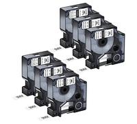 NineLeaf 6 Pack Replacement for Dymo IND 18443 A18443 9mm x 5.5m 0.35'' 3/8 inch Black on White Vinyl Permanent Industrial Label Tape for Rhino 1000 4200 5200 3000 219 3M PL100 PL150 Label Maker