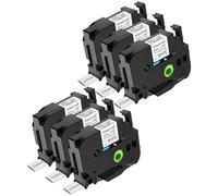 NineLeaf 6 x Compatible for Brother P-Touch HSe-251 HSe251 HS-251 HS251 HSe Tape 23.6mm x 1.5m Black on White Heat Shrink Tube for Wires Cables in Ptouch PT-P700 P710BTP P750W P750WVP Label Maker