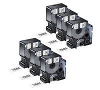 NineLeaf 6 x Compatible for Dymo 18484 IND Black on White 3/4'' 19mm x 5.5m Polyester Permanent Industrial Label Tape for Rhino 4200 5200 5000 6000 ILP 219 3M PL150 PL200 PL300 Tyco T107M Label Maker