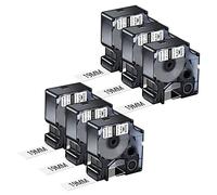 NineLeaf 6 x Compatible for Dymo 18489 Tape Black on White 3/4'' 19mm x 3.5m Flexible Nylon Industrial Label Tape for Rhino 4200 5200 5000 6000 ILP 219 3M PL150 PL200 PL300 Tyco T107M Label Maker