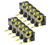 NineLeaf 6mm 18052 Industrial Labels Compatible for DYMO 18052 Heat Shrink Tube Compatible with DYMO Industrial Rhino 5200 4200 5000 6000 Label Maker 1/4”, Black on Yellow, Pack of 10