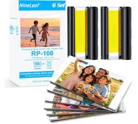 NineLeaf 6X Compatible for Canon Selphy CP1300 Ink Cartridge/Photo Paper | RP108IN RP-108IN for Selphy CP1500 CP1200 CP1000 CP910 CP900 CP820 Selphy Photo Printer, 2 Cartridges+108 Papers 10x15cm, 4X6