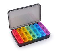 NineLeaf 7 day Pill Organizer 3 Times a Day, AM NOON PM Daily Medicine Box Moisture-Proof BPA Free Travel Dosette Box Dispenser Case to Hold Vitamins, Fish Oil and Supplements
