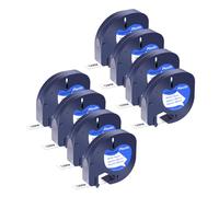 NineLeaf 8 Pack Compatible with Dymo LetraTag Label Maker Tape Refills 91201 91331 S0721660 12mm x 4m Black on White Plastic Label Tapes for Dymo Letratag Label Printers LT100H LT100T Plus 200B XR