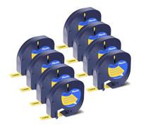 NineLeaf 8 Pack Compatible with Dymo LetraTag Label Maker Tape Refills 91202 91332 S0721620 12mm x 4m Black on Yellow Plastic Label Tapes for Dymo Letratag Label Printers LT100H LT100T Plus 200B XM