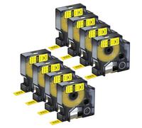 NineLeaf 8 Pack Compatible with DYMO Rhino 18431 Industrial Permanent Vinyl Labels Black on Yellow 9mm x 5.5m Self-Adhesive Label Tape for DYMO Rhino 1000 3000 4200 5000 5200 6000 Label Maker