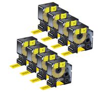 NineLeaf 8 Pack Compatible with DYMO Rhino 18433 Industrial Permanent Vinyl Labels Black on Yellow 19mm x 5.5m Self-Adhesive Label Tape for DYMO Rhino 4200 5000 5200 6000 3M-PL150 3M-PL200 Label Maker