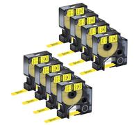 NineLeaf 8 Pack Compatible with DYMO Rhino Industrial Heat Shrink Tube Label 18054 S0718290 Black on Yellow 9mm x 1.5m Self-Adhesive Label Tape for DYMO Rhino 3000 4200 5000 5200 6000 Label Maker