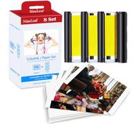 NineLeaf 8X KP-108IN Compatible for Canon Selphy CP1300 Photo Paper and Ink | 3115B001(AA) for KP108IN Selphy CP1500 CP1300 CP1000 CP810 CP900 CP910, 3 Color Ink Cassette+108 Sheets Paper 100 x 148mm
