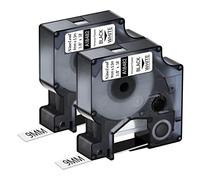 NineLeaf 9mm Permanent Polyester Industrial Label Tape Compatible for Dymo 18482 Rhino 4200 5000 5200 6000 Label Printer,Black on White (3/8" x18ft),2 Pack