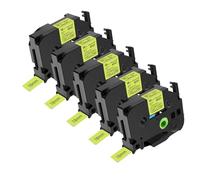 NineLeaf Compatible for Brother 18mm 0.7'' TZe-C41 TZ-C41 TZeC41 TZC41 AZe Matte Laminated Black on Fluorescent Yellow Label Tape Cassette for P-Touch Label Maker Refills PT-1230PC 1280BT H100LB, 5PK