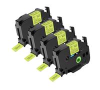 NineLeaf Compatible for Brother 18mm 0.7'' TZe-C41 TZ-C41 TZeC41 TZC41 AZe Matte Laminated Black on Fluorescent Yellow Label Tape Cassette for P-Touch Label Maker Refills PT-930SC 930VP 980, 4PK