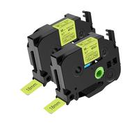 NineLeaf Compatible for Brother 18mm 0.7'' TZe-C41 TZ-C41 TZeC41 TZC41 AZe Matte Laminated Black on Fluorescent Yellow Label Tape Cassette for P-Touch Label Maker Refills PT-E500VP D200SA D200BT, 2PK