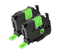 NineLeaf Compatible for Brother 18mm 0.7'' TZe-D41 TZ-D41 TZeD41 TZD41 AZe Laminated Black on Fluorescent Green Label Tape Cassette for P-Touch Label Maker Refills PT-E500VP D200SA D200BT, 2PK