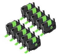 NineLeaf Compatible for Brother 18mm 0.7'' TZe-D41 TZ-D41 TZeD41 TZD41 AZe Matte Laminated Black on Fluorescent Green Label Tape Cassette for P-Touch Label Maker Refills PT-1000 1000BM 1010, 10PK