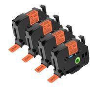 NineLeaf Compatible for Brother 24mm 0.94'' TZe-B51 TZ-B51 TZeB51 TZB51 AZe Matte Laminated Black on Fluorescent Orange Label Tape Cassette for P-Touch Label Maker Refills PT-540 550 580C 7500, 4PK