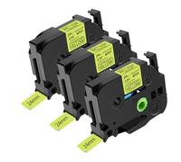 NineLeaf Compatible for Brother 24mm 0.94'' TZe-C51 TZ-C51 TZeC51 TZC51 AZe Matte Laminated Black on Fluorescent Yellow Label Tape Cassette for P-Touch Label Maker Refills PT-1280TG 1280VP H107, 3PK