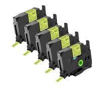NineLeaf Compatible for Brother 6mm 0.23'' TZe-C11 TZ-C11 TZeC11 TZC11 AZe Matte Laminated Black on Fluorescent Yellow Label Tape Cassette for P-Touch Label Maker Refills PT-1230PC 1280BT H100LB, 5PK