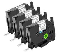 NineLeaf Compatible for Brother P-Touch HSe-221 HSe221 HS-221 HS221 HSe Tape 8.8mm x 1.5m Black on White Heat Shrink Tube for Wires Cables in P-Touch PT-E300 E300VP 2400 2410 Label Maker, 4PK