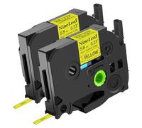 NineLeaf Compatible for Brother P-Touch HSe-611 HSe611 HS-611 HS611 HSe Tape 5.8mm x 1.5m Black on Yellow Heat Shrink Tube for Wires Cables in P-Touch PT-2030 2030AD 2030VP 2100 Label Maker, 2PK