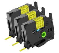 NineLeaf Compatible for Brother P-Touch HSe-611 HSe611 HS-611 HS611 HSe Tape 5.8mm x 1.5m Black on Yellow Heat Shrink Tube for Wires Cables in P-Touch PT-H300 H500 700 750 E310BT E510 E500, 3PK