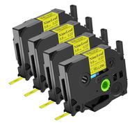 NineLeaf Compatible for Brother P-Touch HSe-611 HSe611 HS-611 HS611 HSe Tape 5.8mm x 1.5m Black on Yellow Heat Shrink Tube for Wires Cables in P-Touch PT-E300 E300VP 2400 2410 Label Maker, 4PK