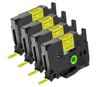 NineLeaf Compatible for Brother P-Touch HSe-621 HSe621 HS-621 HS621 HSe Tape 8.8mm x 1.5m Black on Yellow Heat Shrink Tube for Wires Cables in P-Touch PT-E300 E300VP 2400 2410 Label Maker, 4PK