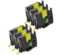 NineLeaf Compatible for Brother P-Touch HSe-621 HSe621 HS-621 HS621 HSe Tape 8.8mm x 1.5m Black on Yellow Heat Shrink Tube for Wires Cables in P-Touch PT-P950NW PT1000BM PT1010 Label Maker, 6PK