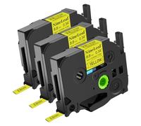 NineLeaf Compatible for Brother P-Touch HSe-621 HSe621 HS-621 HS621 HSe Tape 8.8mm x 1.5m Black on Yellow Heat Shrink Tube for Wires Cables in P-Touch PT-1760 1800 1810 1830C 1830VP Label Maker, 3PK