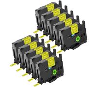 NineLeaf Compatible for Brother P-Touch HSe-621 HSe621 HS-621 HS621 HSe Tape 8.8mm x 1.5m Black on Yellow Heat Shrink Tube for Wires Cables in P-Touch PT-D201 D215e D400 D450 D600 Label Maker, 10PK