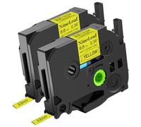 NineLeaf Compatible for Brother P-Touch HSe-621 HSe621 HS-621 HS621 HSe Tape 8.8mm x 1.5m Black on Yellow Heat Shrink Tube for Wires Cables in P-Touch PT-2030 2030AD 2030VP 2100 Label Maker, 2PK