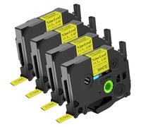 NineLeaf Compatible for Brother P-Touch HSe-631 HSe631 HS-631 HS631 HSe Tape 11.7mm x 1.5m Black on Yellow Heat Shrink Tube for Wires Cables in P-Touch PT-E300 E300VP 2400 2410 Label Maker, 4PK