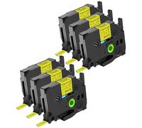 NineLeaf Compatible for Brother P-Touch HSe-631 HSe631 HS-631 HS631 HSe Tape 11.7mm x 1.5m Black on Yellow Heat Shrink Tube for Wires Cables in P-Touch PT-P950NW PT1000BM PT1010 Label Maker, 6PK