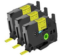 NineLeaf Compatible for Brother P-Touch HSe-631 HSe631 HS-631 HS631 HSe Tape 11.7mm x 1.5m Black on Yellow Heat Shrink Tube for Wires Cables in P-Touch PT-1760 1800 1810 1830C 1830VP Label Maker, 3PK