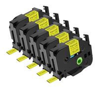 NineLeaf Compatible for Brother P-Touch HSe-641 HSe641 HS-641 HS641 HSe Tape 17.7mm x 1.5m Black on Yellow Heat Shrink Tube for Wires Cables in P-Touch PT-2730VP 330 350 3600 520 Label Maker, 5PK