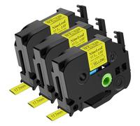 NineLeaf Compatible for Brother P-Touch HSe-641 HSe641 HS-641 HS641 HSe Tape 17.7mm x 1.5m Black on Yellow Heat Shrink Tube for Wires Cables in P-Touch PT-2430PC 2470 2500PC 2600 Label Maker, 3PK