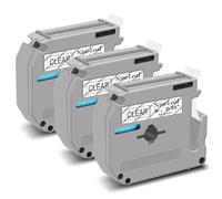 NineLeaf Compatible for Brother P-Touch M Tape M-K121s M-K121 MK121 M-121 M121 9mm 0.35'' Non Laminated Black on Clear Label Tape Cassette for P-Touch PT-55BM 55S 65SB 65VP Label Maker, 3PK