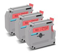 NineLeaf Compatible for Brother P-Touch M Tape M-K421s M-K421 MK421 M-421 M421 9mm 0.35'' Non Laminated Black on Red Label Tape Cassette for P-Touch PT-55BM 55S 65SB 65VP Label Maker, 3PK